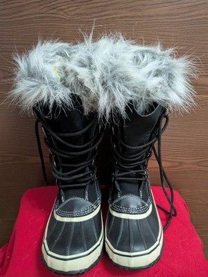 THERMOLITE Black & Cream Colored Women's Fur Lined Winter Boots Size 7 INVPV3900