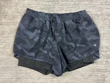 RBX Athletic Shorts Women 1X Black Camouflage Pull On Drawstring Polyester Blend