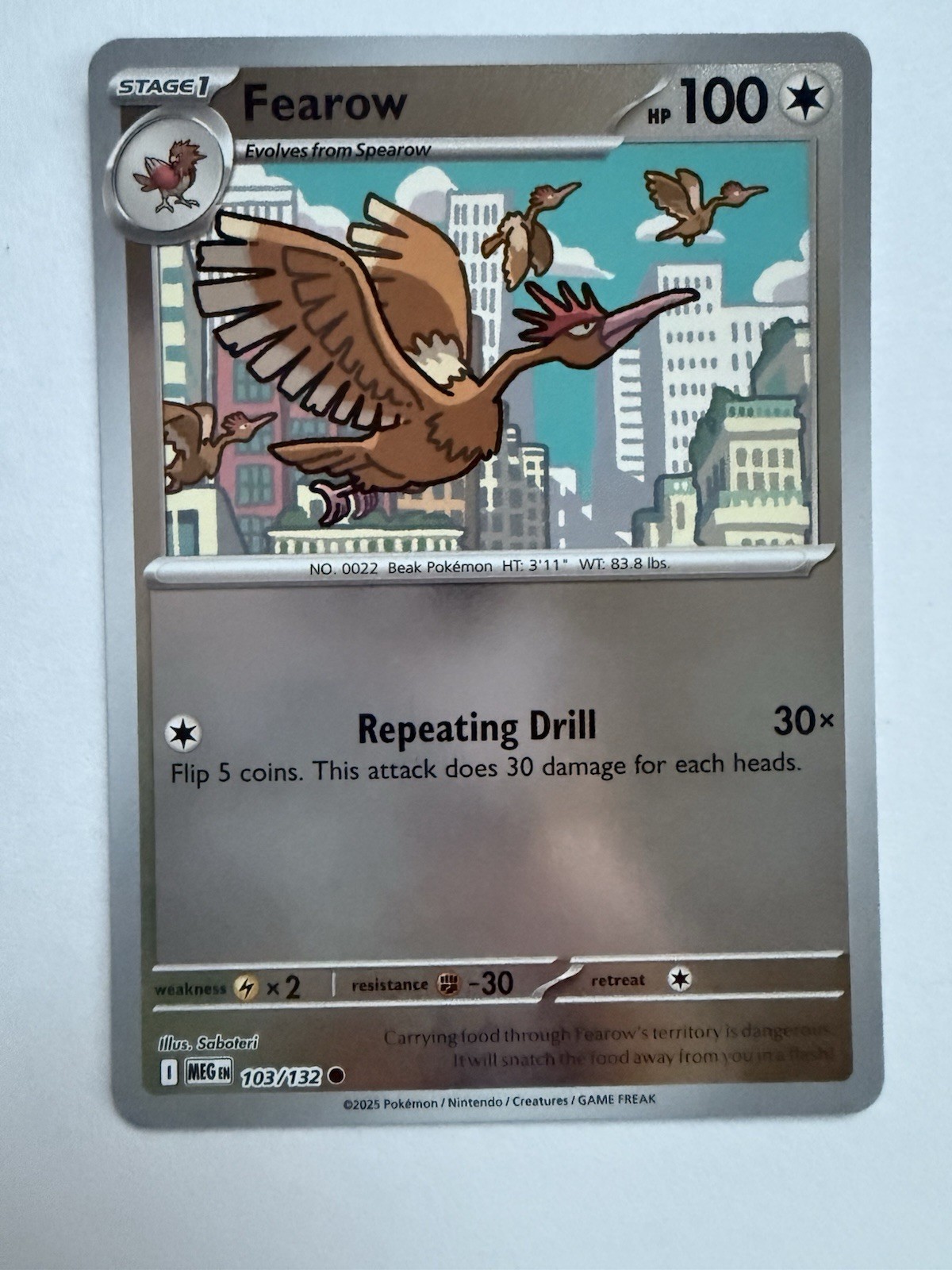 Pokémon Fearow 103/132 | Reverse Holo | ME01 Mega Evolution | NM