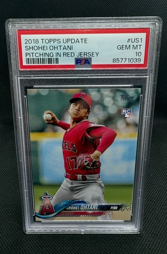2018 Topps Update SHOHEI OHTANI Rookie RC #US1 PSA 10 GEM Pitching in Red Jersey