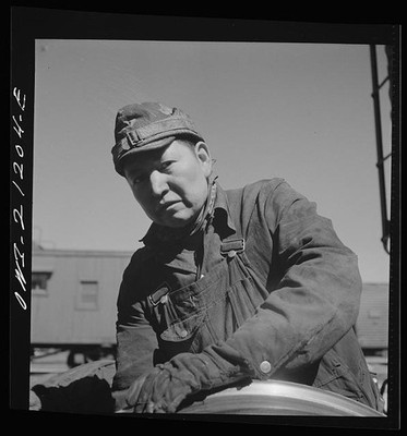 Photo:Gallup New Mexico Ben Acory Railroad Car Shops 1943 Indian Worker