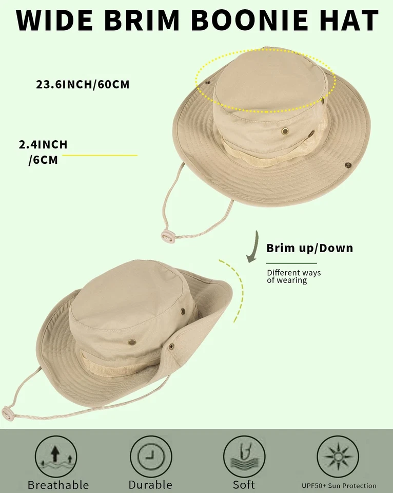 Unisex UPF 50+ Sun Protection Bucket Boonie Hat - Foldable, Beige, 1pc - Image 4 of 4
