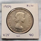 1954 MEDIUM TONED- MID GRADE CANADIAN SILVER DOLLAR COIN-MONEY