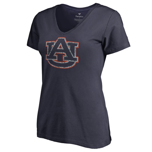 Women's Navy Auburn Tigers Static Logo V-Neck T-Shirt - Picture 2 of 3