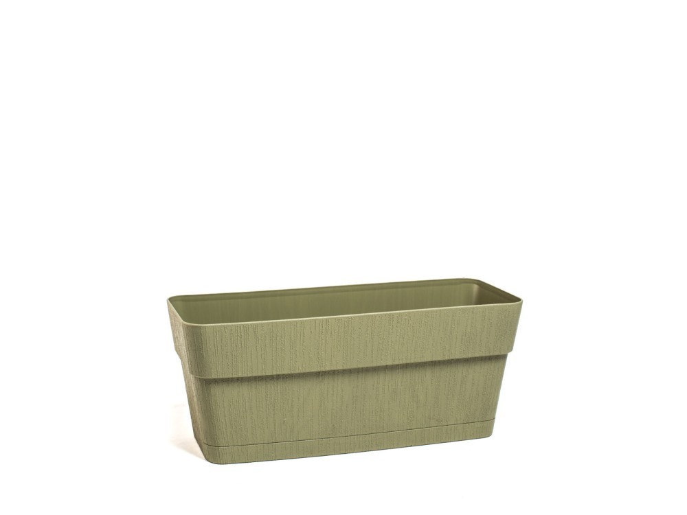 Stefanplast Plastic Planter Box With Water Reservoir, 30Cm, Olive Green