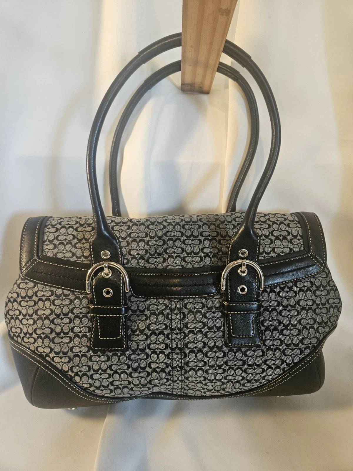 Borsa a tracolla vintage Y2K Coach 7080 Hamptons Soho firmata tela pelle fibbia