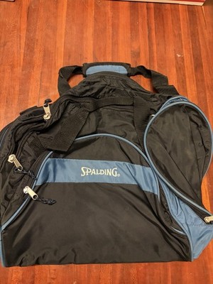 Spalding Medium 20L Black/Blue Duffle Bag Zip Closure Adjustable Strap 3 Pockets