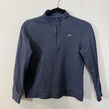 Vineyard Vines Kids Navy Blue Cotton Quarter Zip Pullover Whale Logo Small 8-10