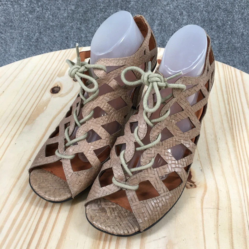 Sandalias Gentle Souls para mujer 7 M Okey Dokey Gladiador cuero marrón tejido NUEVAS Foto 4 de 4