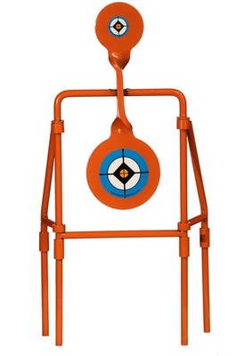 Double Blast Steel Target Spinner with Four Legs Durable Powder Coated Orange
