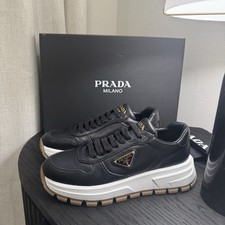 Prada Prax 01 Leather Lace-Up Sneakers Black ...