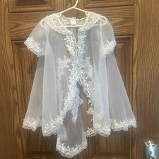 Baptism Christening Baby Jacket/Coverlet Beading Sheer Ornate Floral Size 1