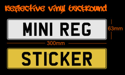 Sticker Mini Number Plate W/ Frame 300mm - Reflective