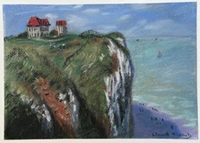 Claude Monet (Handmade) Drawing On old Paper Signed & Stamped Vtg Art