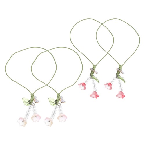 4 Pcs Mobile Phone Car Decoration Hanging Chain Flower Charms for Strap Making - Photo 10/12