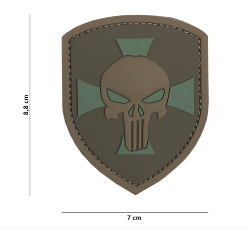 US Army Aufnäher Tactical Morale Patch Shield Punisher cross brown