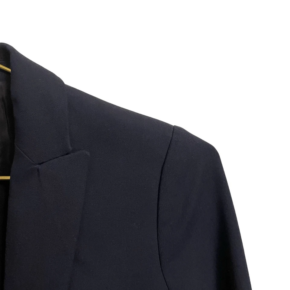 J. Blazer Crew Petite Bi Stretch Parke Azul Marino Mezcla de Algodón Botón Único Talla 0P Foto 3 de 4