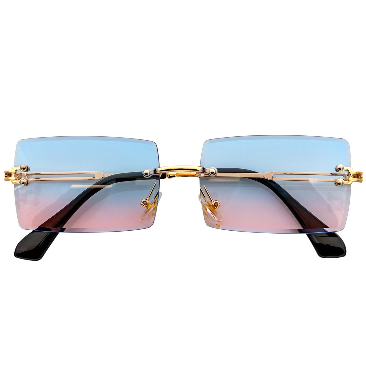 High Quality Blue-Pink Gradient Fade Lens Rectangle Rimless  display picture 1