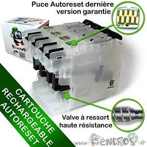 RECHARGEABLE Cartouche Rechargeable pour Brother LC223 - Pack X4 Vides