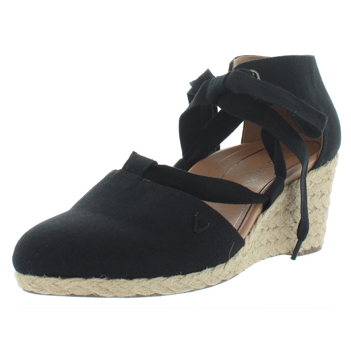 Vionic/ женские черные парусиновые босоножки на танкетке Kaitlyn шириной 9 см (C, D, W) BHFO 3827