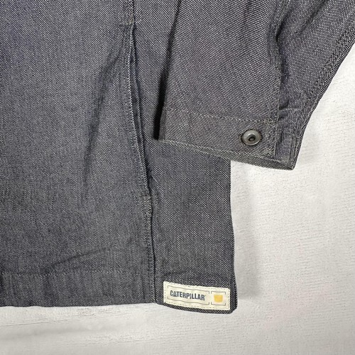 Caterpillar CAT Men Shirt Workwear 100% Cotton Gray Size L Made in Hong Kong - Picture 2 of 13