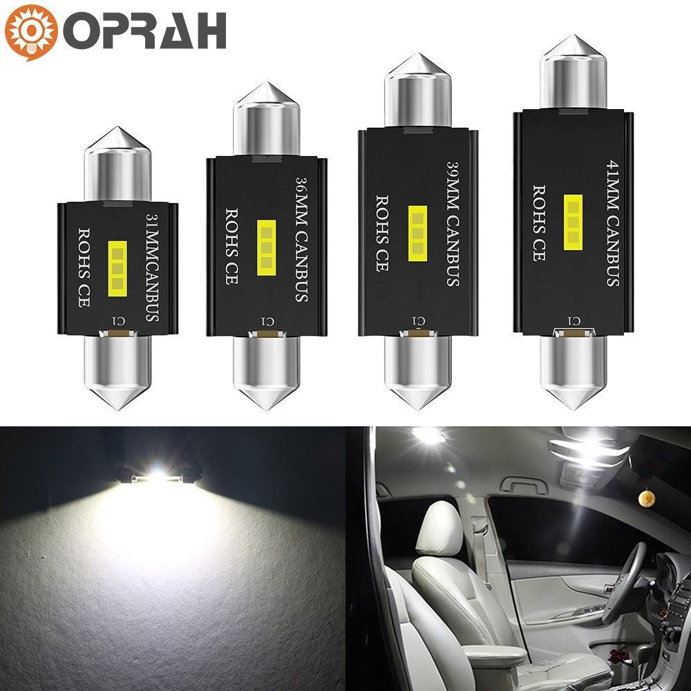 2-10pcs 31-41mm Cool White LED Car Interior 1860 Canbus Dome Festoon Light Bulbs