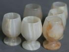 Handmade Natural Onyx Shot Wine/Alcohol Glass Set - 6 Pieces, 2"x2"x3", Cap:60mL