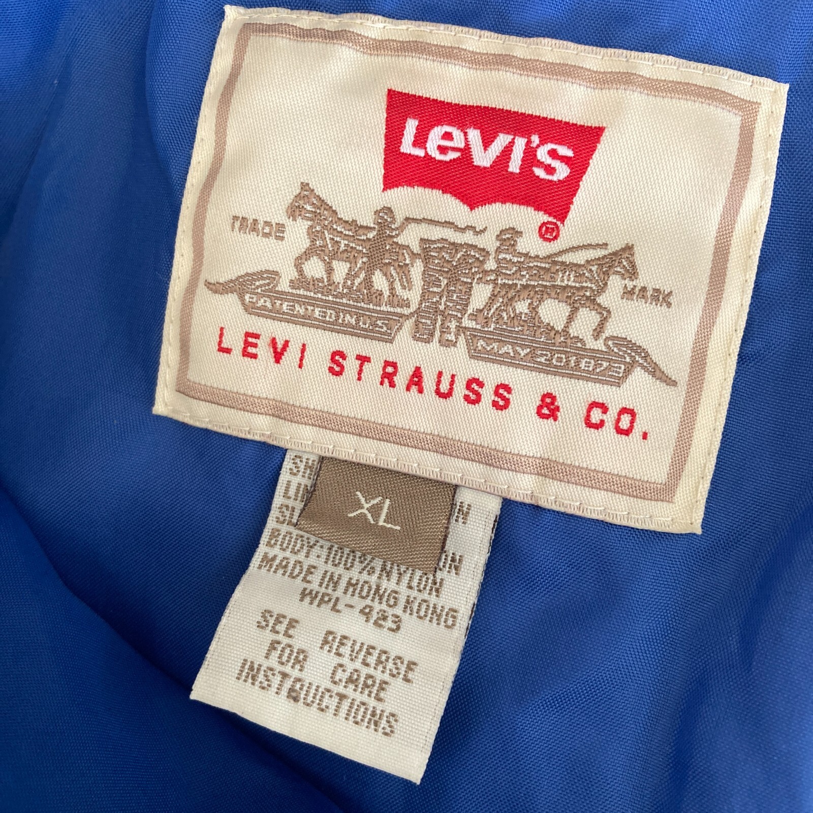 Vintage Levis Jacket Mens XL Blue Black Windbreaker Lightweight Full Zip thumbnail 3