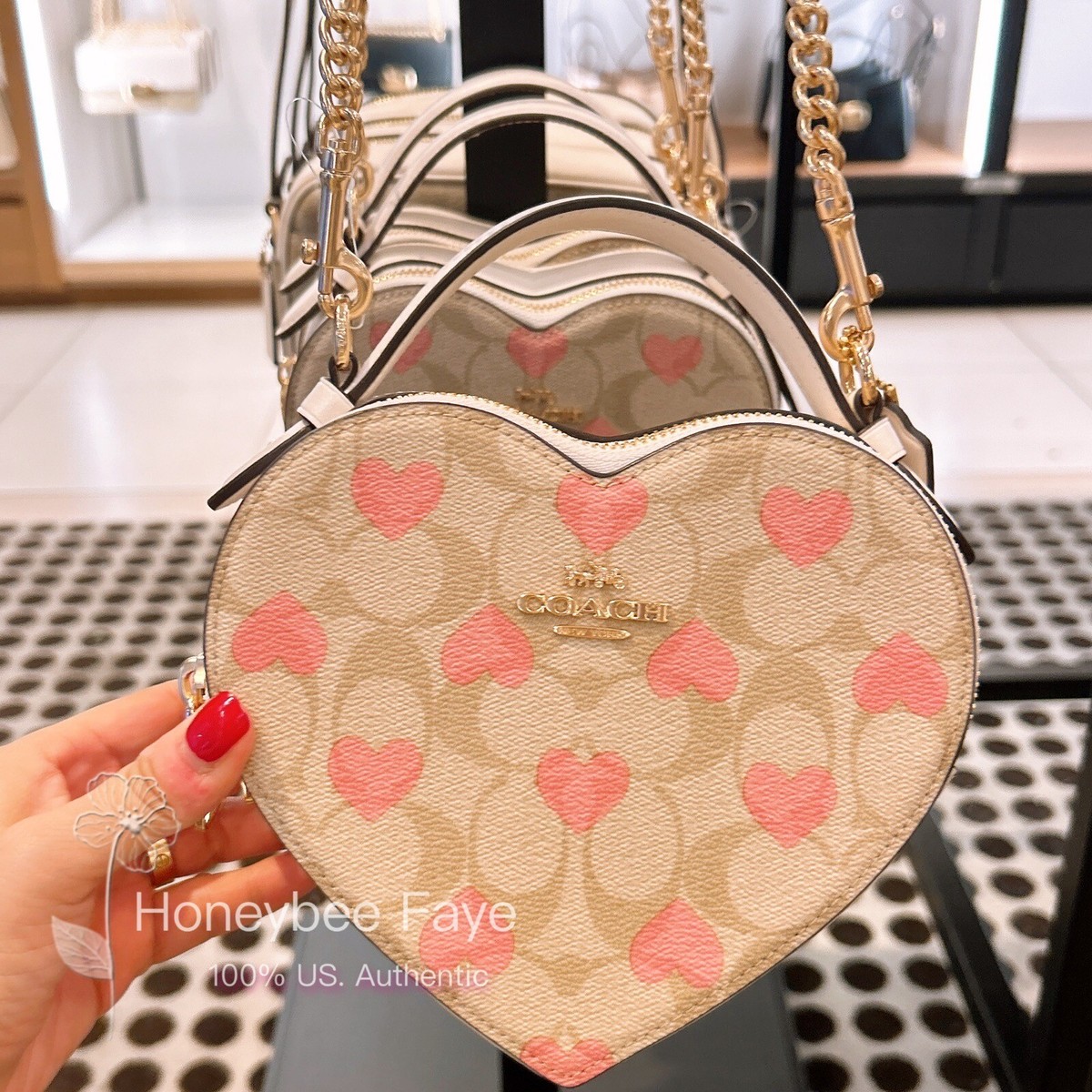 Nwt coach Heart Crossbody In Signature Canvas With Heart Print