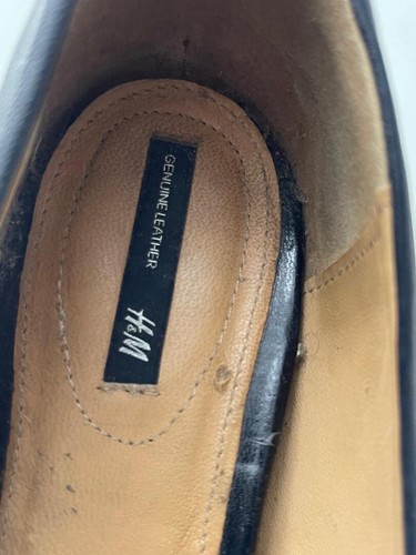 H&M Women's Black Leather Slip on Heeled Court Shoes UK Size 7 EUR 41 B130 - Picture 7 of 8