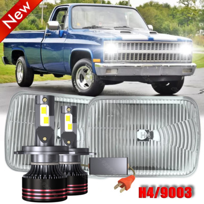fit Chevrolet C10 C20 C30 1981-1986 Pair 7x6'' 5x7 LED Headlights Hi/Lo Lamps