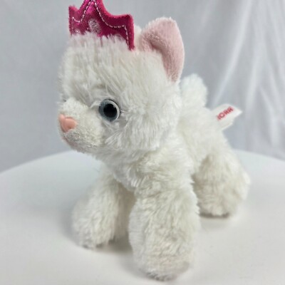 Aurora White Princess Kitty Cat Plush Stuffed Animal Toy Tiara Kitten 7''