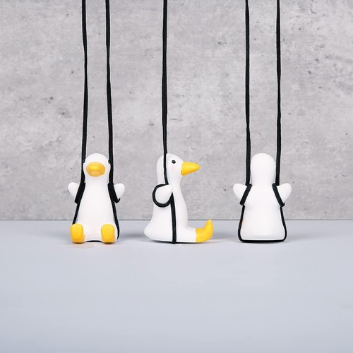 Super Cute Swinging Duck Car Mirror Hanging Ornament Car Interior Accessories - Picture 5 of 5