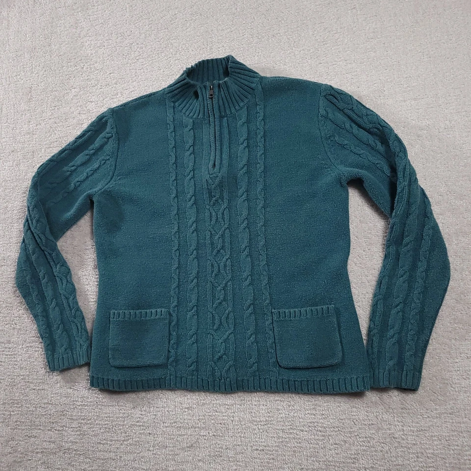 Northcrest длинным рукавом рубашка женщин средний 10-12 трикотажа 1/4 молнии фотографии - Изображение 2 из 4