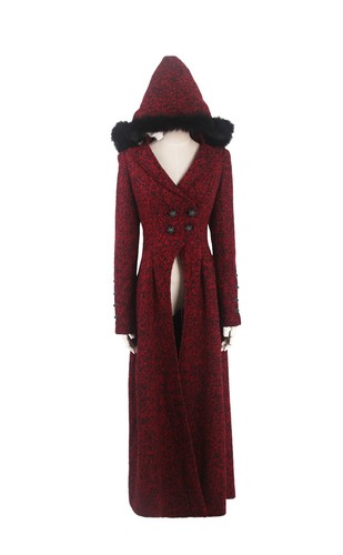 New PUNK RAVE Gothic Woolen Long Coat Wine Dark Red Y554 ALL STOCK IN AUSTRALIA - Foto 10 di 12