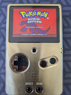 Boxy Pixel Unhinged Messing/Brass Nintendo Game Boy Advance SP GBA IPS V5 Screen