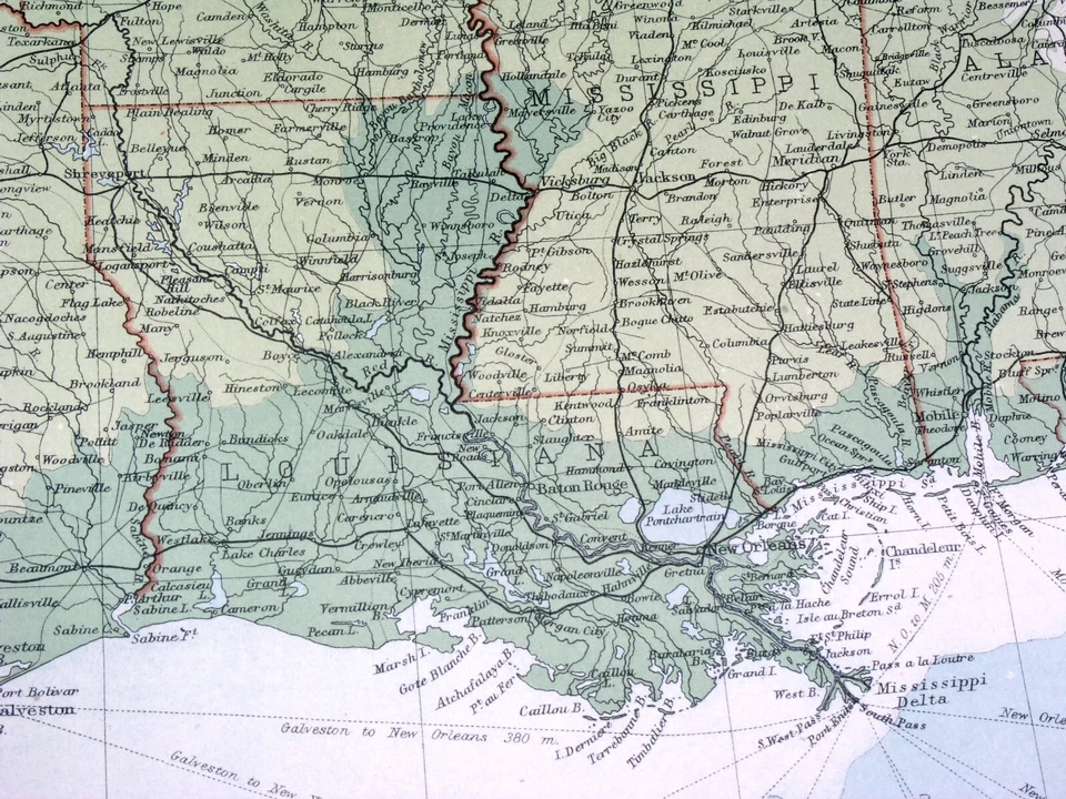 1922 ВИНТАЖНАЯ КАРТА ЦЕНТРАЛЬНЫХ США ТЕХАС ОКЛАХОМА ЛУИЗИАНА КОЛОРАДО КАНЗАС - Изображение 2 из 4