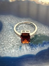 925 Sterling Silver Octagon Natural Garnet Ring Women Boho Gemstone Ring NEW 