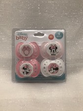 Disney Baby Girl Minnie Mouse Pink Ortho Pacifiers Binkys Soothers 4 Piece NEW