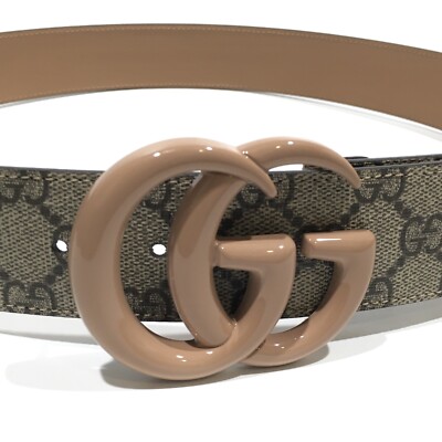 美品✨グッチ　 GGパターン ベルト ベージュ/ブラック　シュプリーム Gucci Supreme Belt GG Buckle -Ebony / Beige -Women size 90