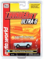 AUTO WORLD THUNDERJET '65 FORD MUSTANG CONVERTIBLE lt Blue HO SLOT CAR - MOC