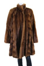 Larry Weinstein Womens Mink Fur Swing Coat Red Brown Size 46