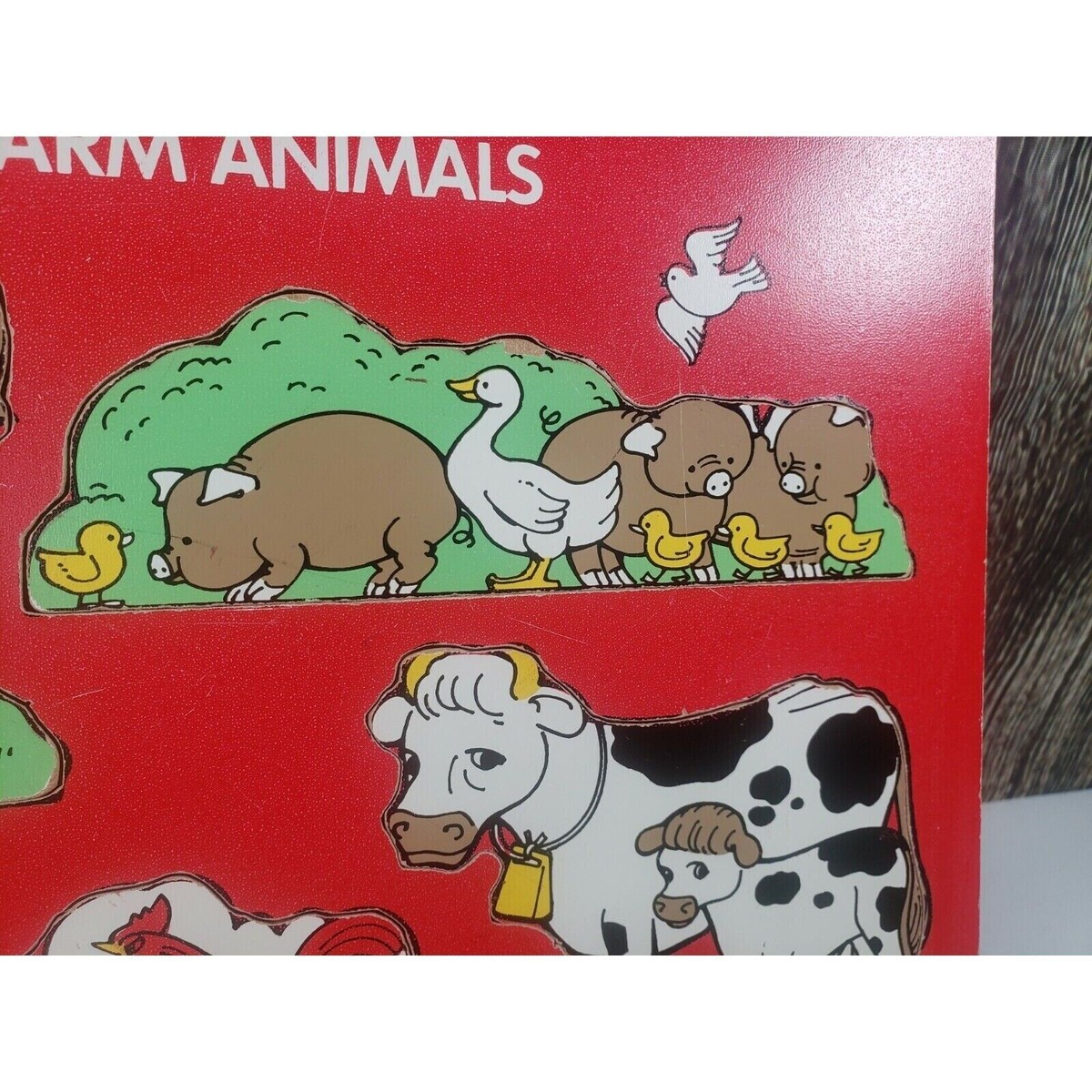 AMERICAN TOY Wooden Puzzle Farm Animals Horse Pig Chicken Cow