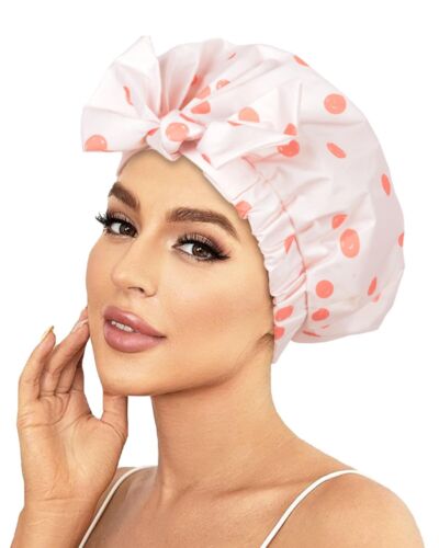 Shower Cap Luxury Shower Caps for Women Reusable Waterproof Hair Cap for Show...