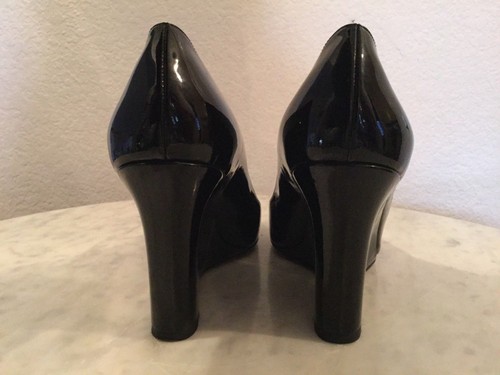 Kate Spade New York Black Patent Leather Wedges Heels. Italy. Women's Sz 9 B. - Picture 6 of 12