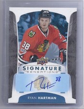 17-18 2017-18 UPPER DECK RYAN HARTMAN SIGNATURE SENSATIONS AUTOGRAPH BLACKHAWKS