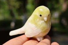 1pc Natural Lantian jade Quartz Carved Bird Skull Crystal Reiki Decor Gift 2.4''