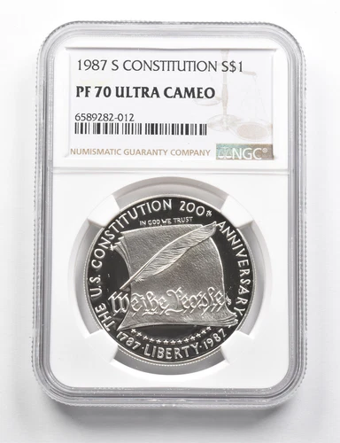 PF70 UCAM 1987-S Constitution Bicentennial Commemorative Silver Dollar NGC *9837