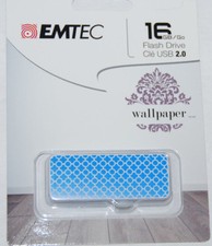 Emtec 16 GB Flash Drive USB 2.0 Wallpaper Blue NEW