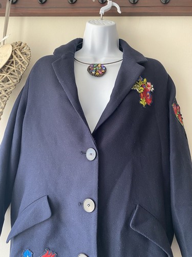 Zara Embroidered Midi Coat 3/4 Sleeves Size XS (Oversized) (See Details) - Picture 10 of 18